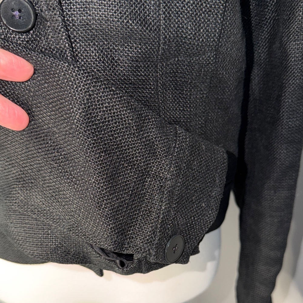 Ralph Lauren Collections Purple Label 100% Linen Black Cropped Button-Front - Picture 3 of 11